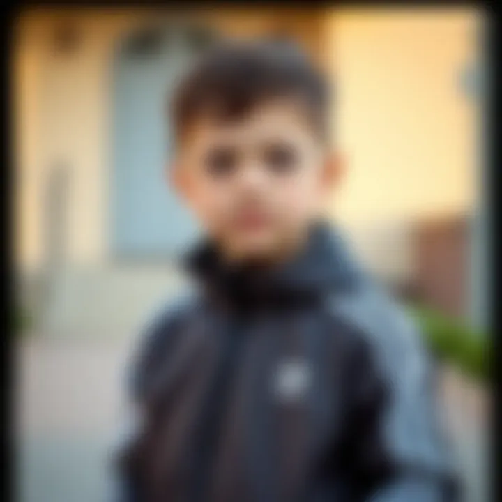 Stylish child wearing an Adidas jacket outdoors