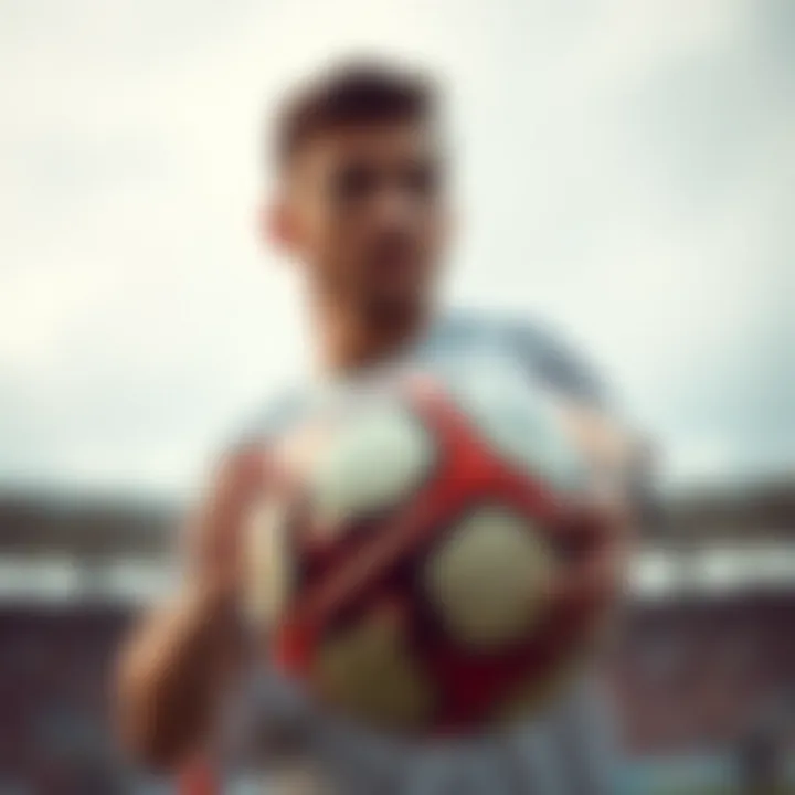 A soccer player showcasing an Adidas ball in action