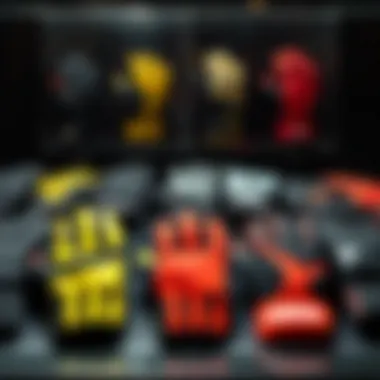 Collection of Adidas gloves arranged to highlight various styles and color options.