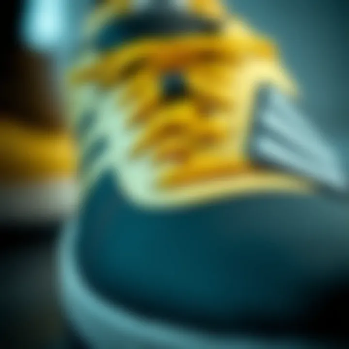 Close-up of innovative materials used in Adidas sports footwear