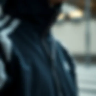 Close-up of Adidas jacket features and fabric