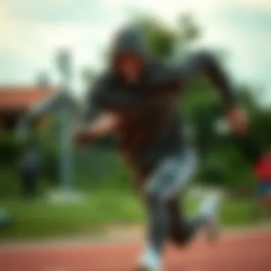 Dynamic athlete showcasing camouflage sportswear in action