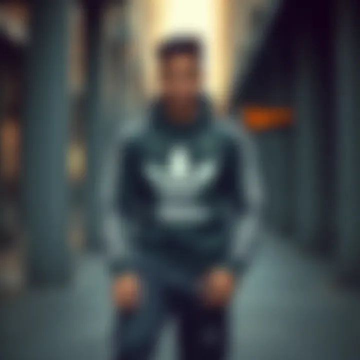 Stylish combination of camouflage gear with urban sports fashion