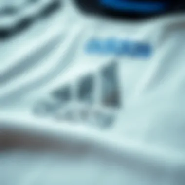 Close-up of Adidas printed t-shirt fabric showcasing quality