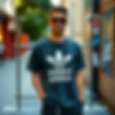 Stylish outfit featuring Adidas printed t-shirt in urban setting
