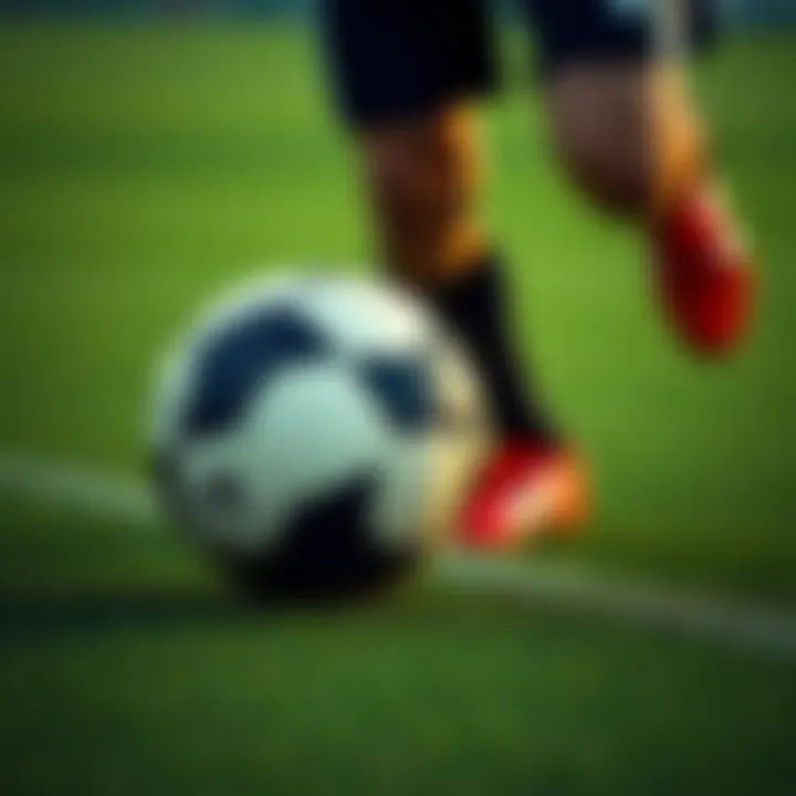 Adidas Soccer Ball in Action A player in action using an Adidas soccer ball on a vibrant green field