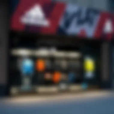 A vibrant adidas storefront showcasing various collections