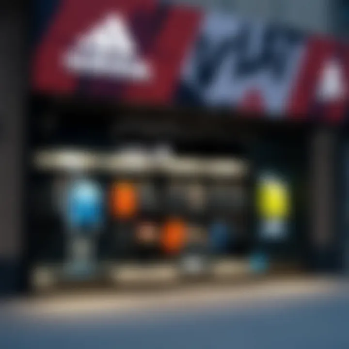 A vibrant adidas storefront showcasing various collections