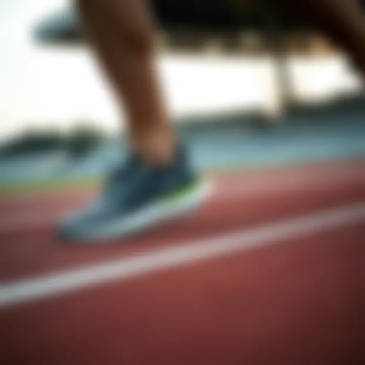 Dynamic shot of the Adidas Supernova Boost on a running track