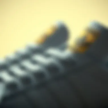 Close-up of the quality materials used in Adidas Superstar kids shoes