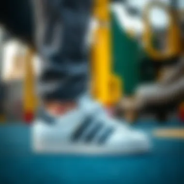 Comfortable Adidas Superstar shoes on a playground