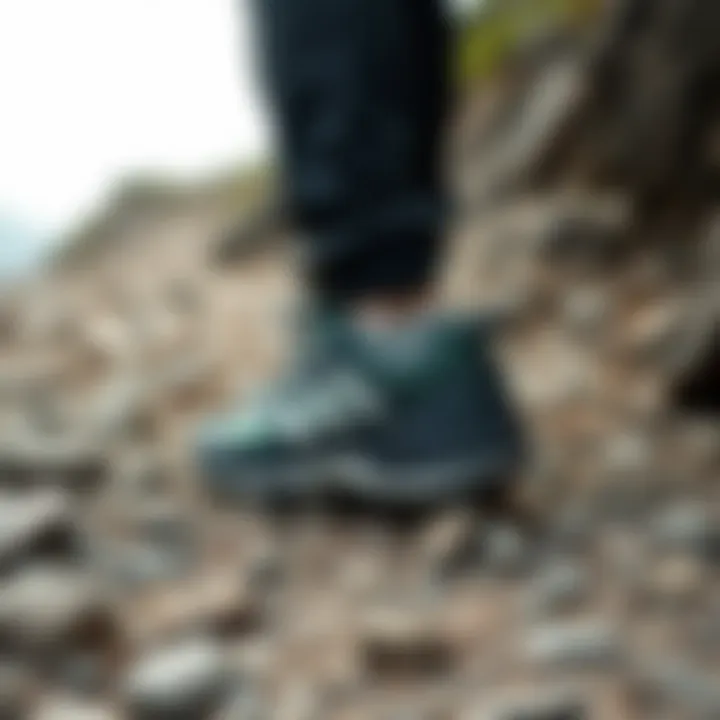 Adidas Terrex shoes on a rocky path during a hike