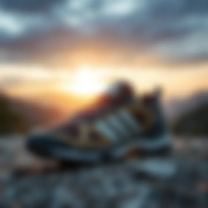 Diverse landscape background with adidas Terrex in focus