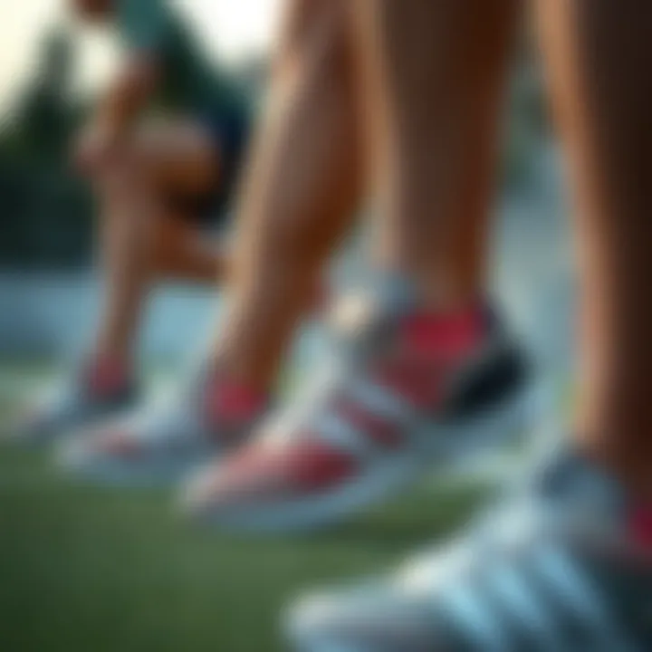 Young athletes wearing Adidas Velcro shoes during training, highlighting practicality