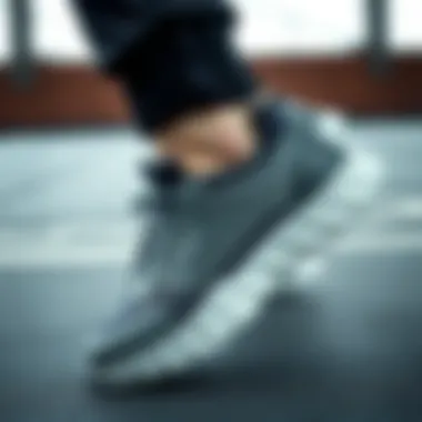 Close-up of athletic footwear designed for optimal performance during exercises