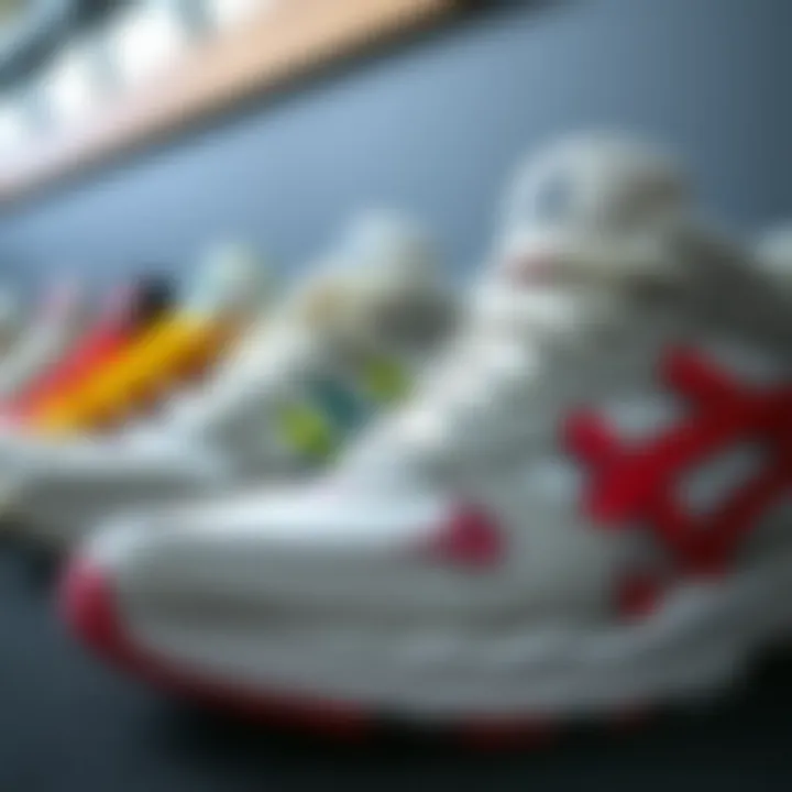 Close-up of a variety of sports shoe designs