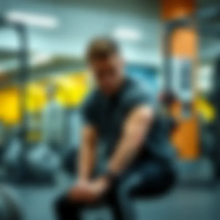 A focused individual during leg training session