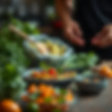 Healthy meal preparation with fresh ingredients