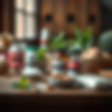 Natural remedies displayed on a wooden table