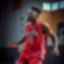 Dynamic basketball jersey in motion