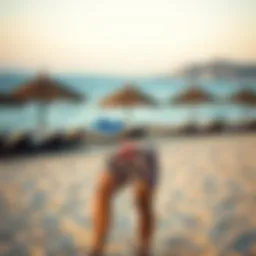 Stylish swim shorts on a beach