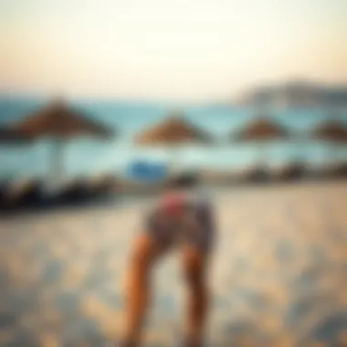 Stylish swim shorts on a beach