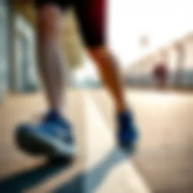 Active lifestyle representation with navy blue shoes