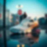 Stylish white Nike shoes on a reflective surface showcasing modern design.