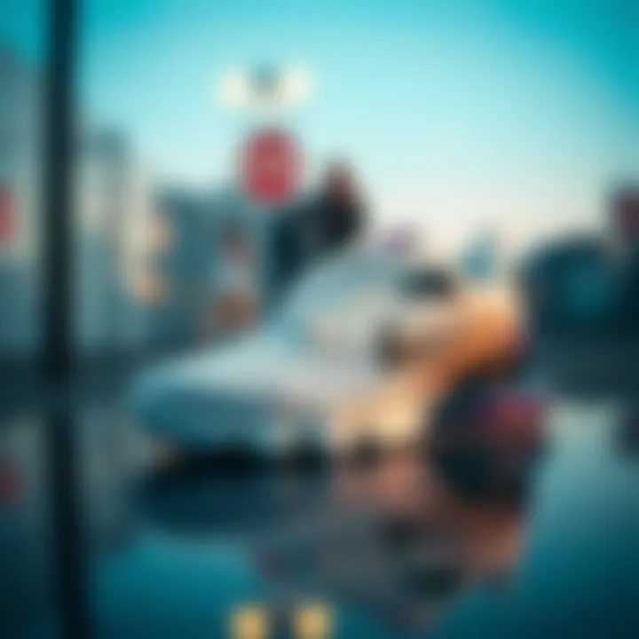 Stylish white Nike shoes on a reflective surface showcasing modern design.