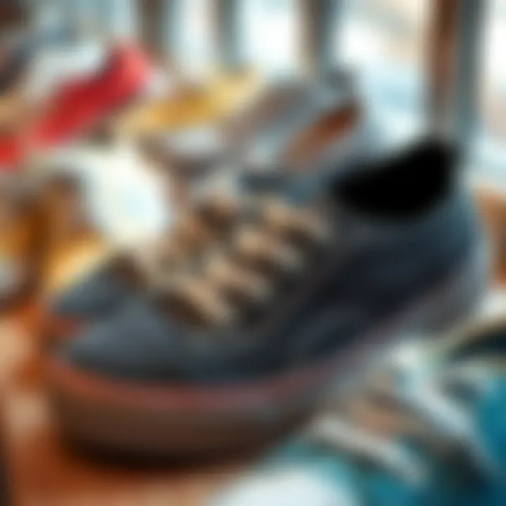 A dynamic display of various styles of canvas shoes