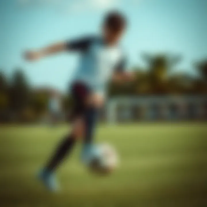 Active boy playing soccer in comfortable Nike footwear