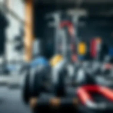 A variety of calisthenics equipment laid out for training