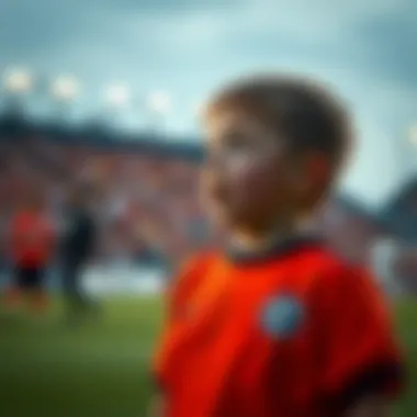 Child wearing a football jersey during a match