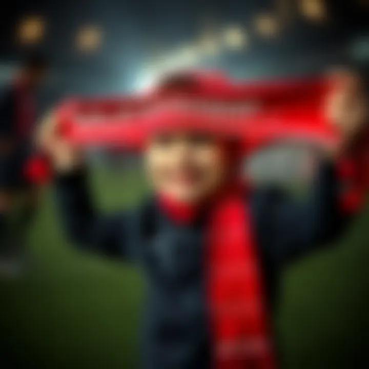 A joyful child holding a Galatasaray scarf, representing loyalty and passion