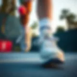 Child playing tennis wearing proper footwear