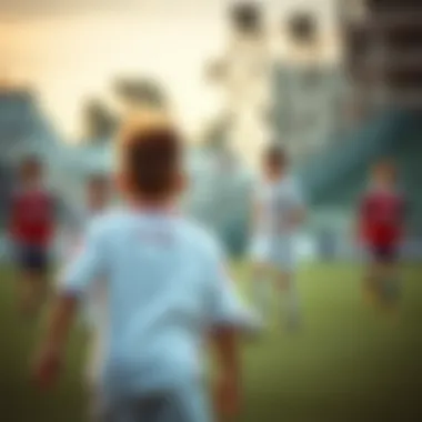 Group of children playing football while wearing Galatasaray jerseys
