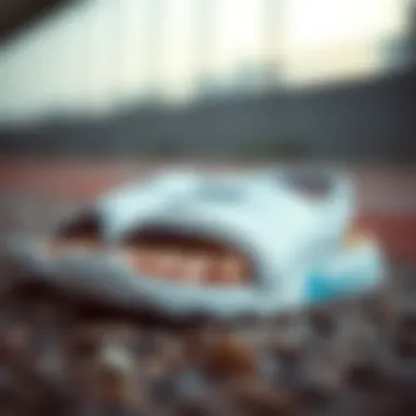 Close-up of Nike white sandals showcasing design quality