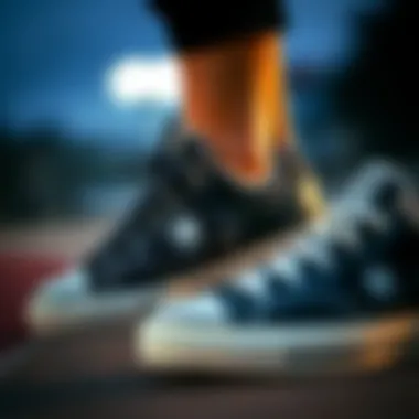 Close-up of Converse shoes showcasing their design and comfort