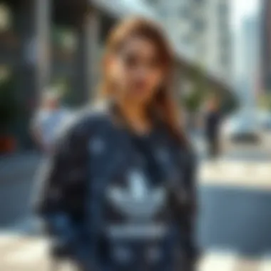 Street Style with Adidas Superstar Trendy street style featuring Adidas Superstar with patterned clothing