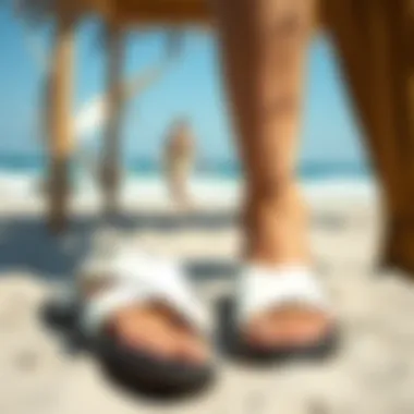 Stylish Dockers sandals on a beach setting