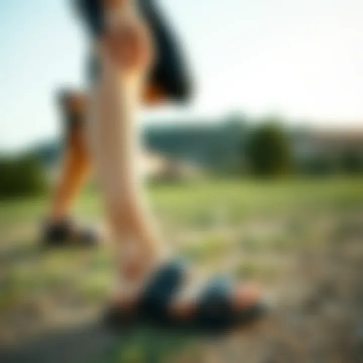 Woman wearing Dockers sandals during an outdoor activity