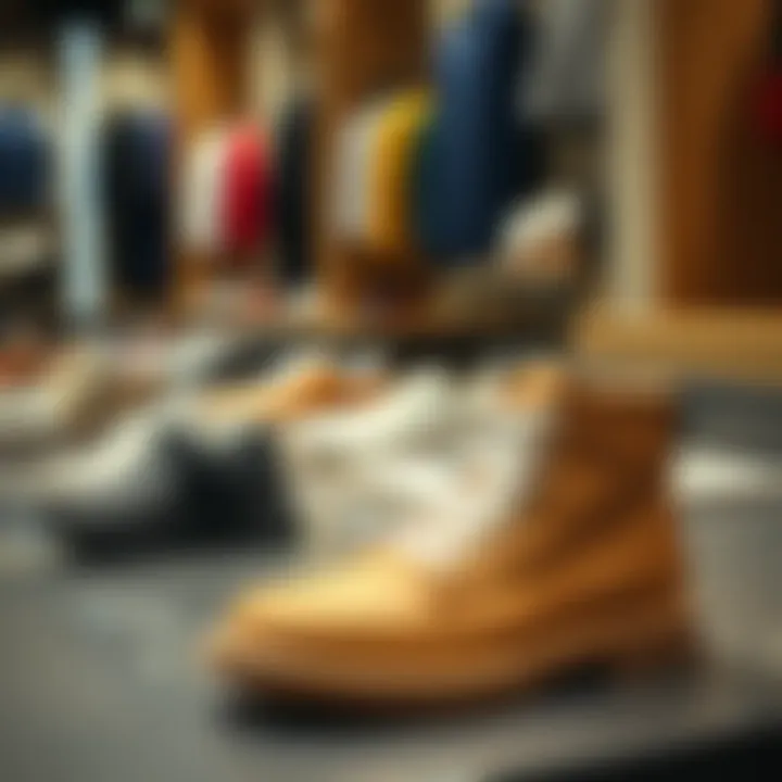 Elegant footwear display with various designs