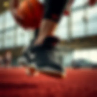 Basketball player in action wearing high-performance shoes
