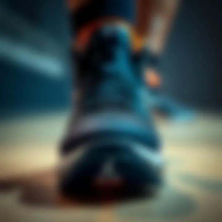 Close-up view of basketball shoes showcasing advanced technology