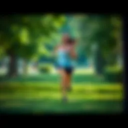 An individual running joyfully in a vibrant park