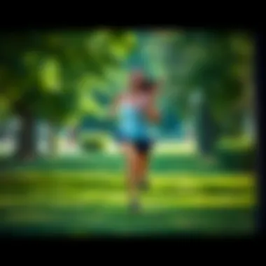 An individual running joyfully in a vibrant park