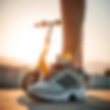 Fashionable scooter shoes showcased against a sunny backdrop