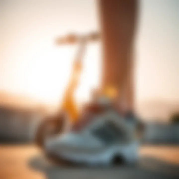 Fashionable scooter shoes showcased against a sunny backdrop