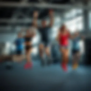 Group of fitness enthusiasts demonstrating proper form while performing Jumping Jacks