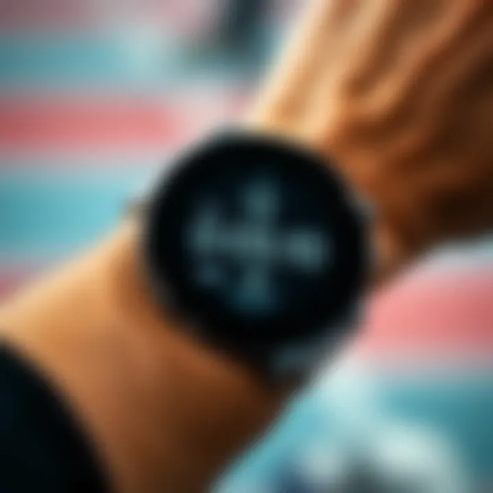 Close-up of a fitness tracker highlighting its various features.